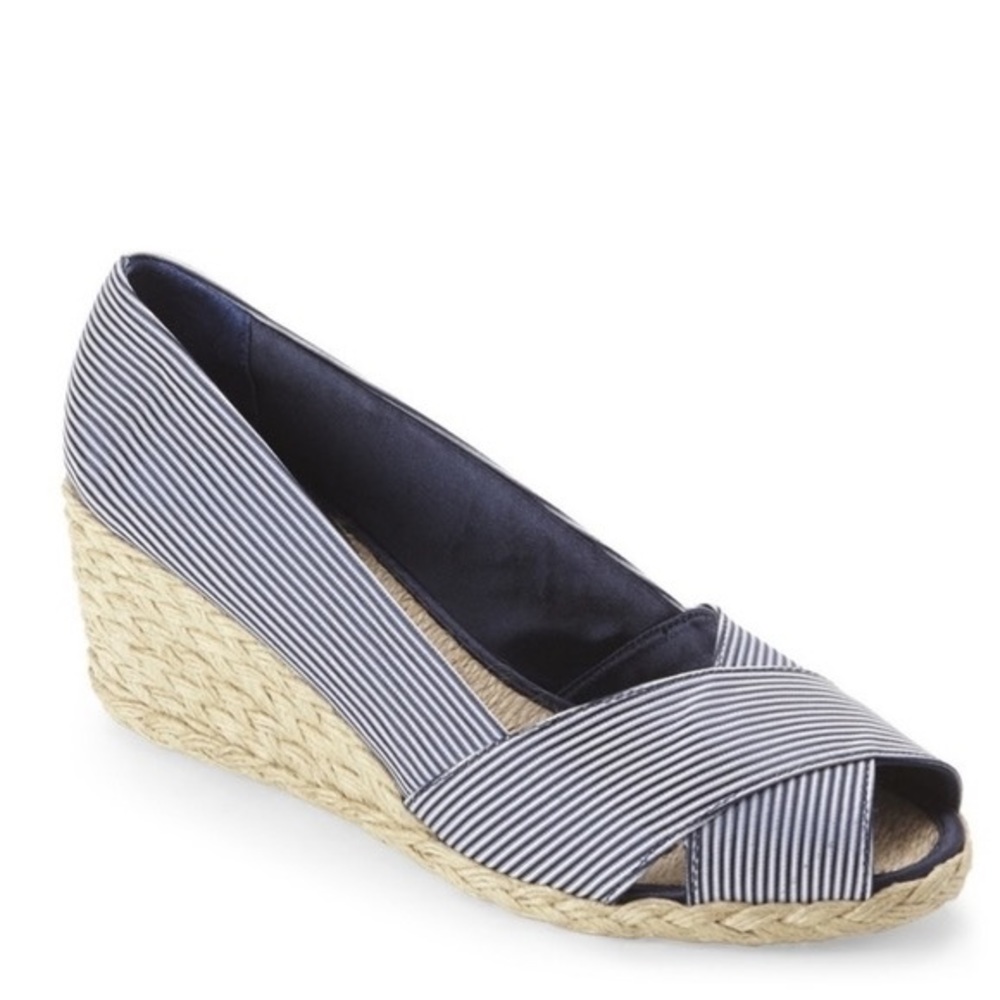 Lauren Ralph Lauren Cecilia peep toe wedges striped
